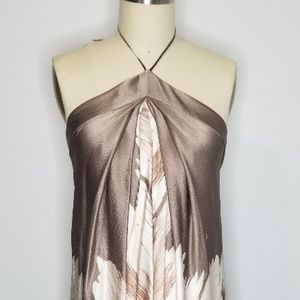 Long Abstract Print Halter Dress